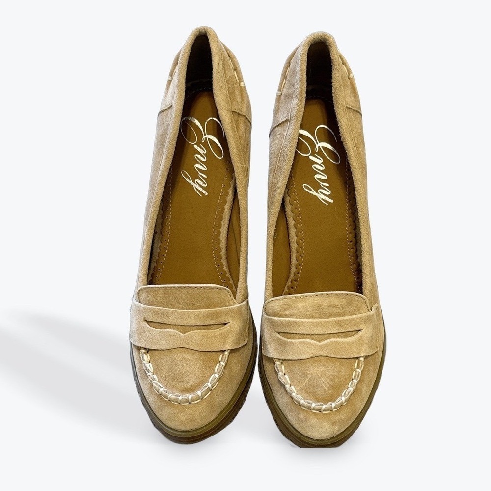 Envy Penny Camel Suede Platform High Heel Loafer Pumps Womens‎ Size 10 - Picture 3 of 10